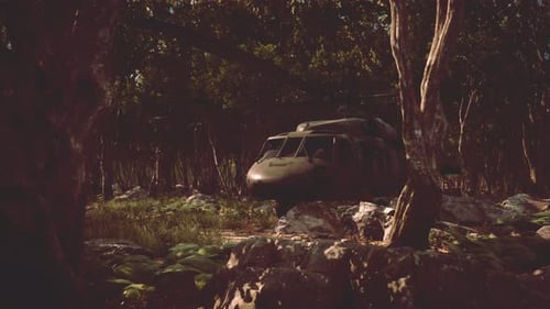 Military Helicopter in Deep Jungle