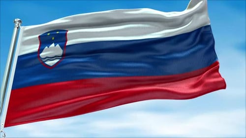 Realistic Waving Slovenia Flag on Pole
