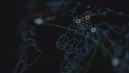 Global Network Connecting Through Animated World Map