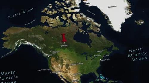 3D Animated Map Pinpoint Location on North America