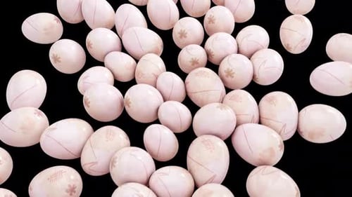 Decorative Easter Eggs Gently Floating with Alpha Channel