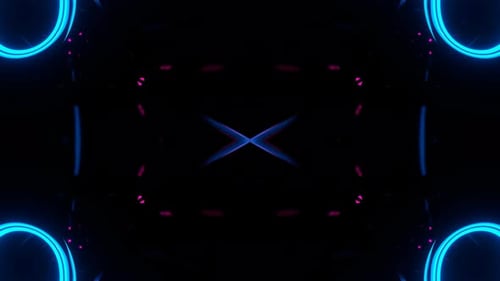 Cyan And Pink Flashing Neon Abstract Kaleidoscope Background Vj Loop In 4K