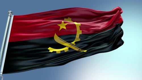 Angola Flag Waving Against Blue Sky 3D Animation