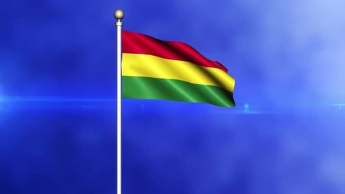 Waving National Flag with Red Yellow Green Stripes