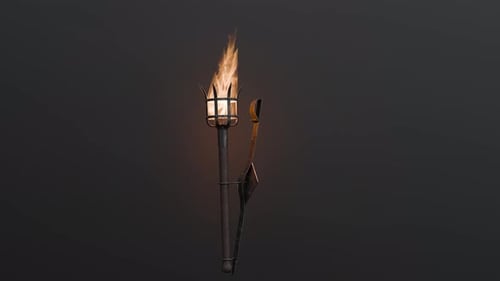 Realistic Animated Torch with Flickering Flame Loop