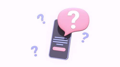 Animated Mobile Phone With Question Mark.