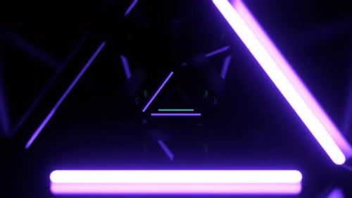Turquoise And Purple Mysterious Flashing Sci Fi Corridor Background VJ Loop In 4K