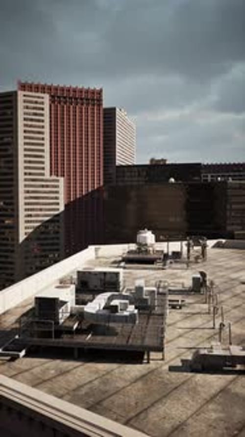 Panoramic Cityscape View From Rooftop