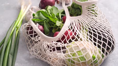 Fresh Vegetables in Reusable String Bag