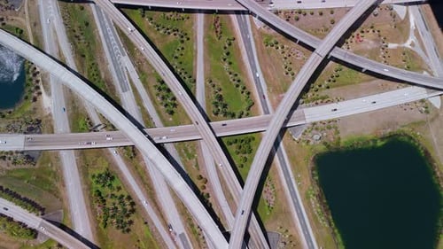Highway Interchange in Miami City with the Fastmoving Vehicles Showcasing US Transportation