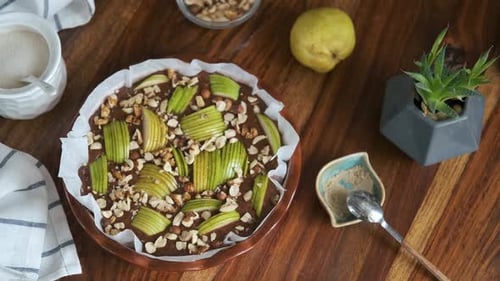 Unbaked Pear and Nut Pie from Above