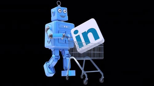 Robot de dessin animé rétro Shoping Linkedin