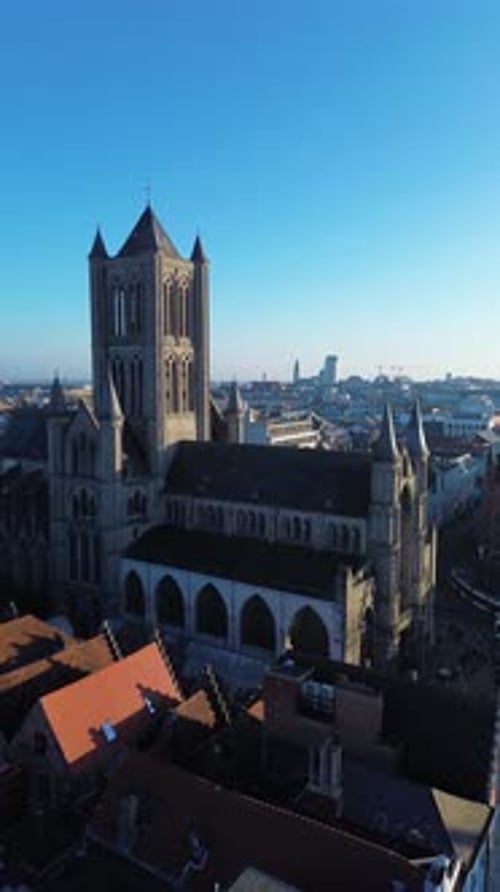 Aerial view of Ghent, East Flanders, Belgium.