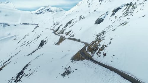 Drone Shot of Mountain Road on High Altitude
