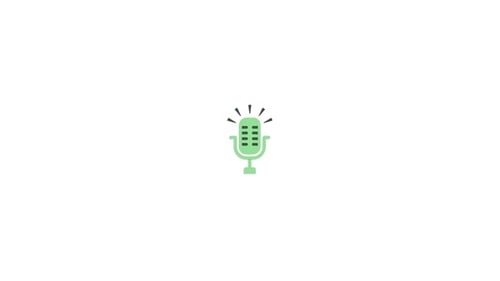 Animated Flat Design Microphone Icon with Sound Waves