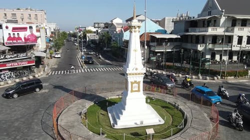 Luftaufnahme von Tugu Jogja oder Yogyakarta Monument, Indonesien.