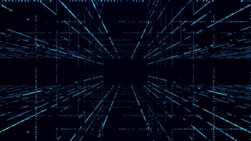 Futuristic Digital Data Grid Tunnel Background Animation