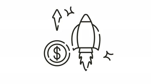 Rocket financial growth animation outline icon