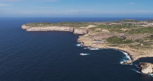Aerial view of Dwejra Bay coastline, Malta.