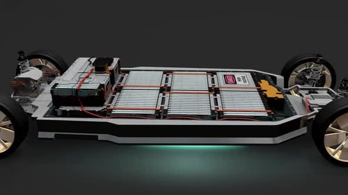 3D Rendering of Electric Vehicle Chassis with Battery Pack