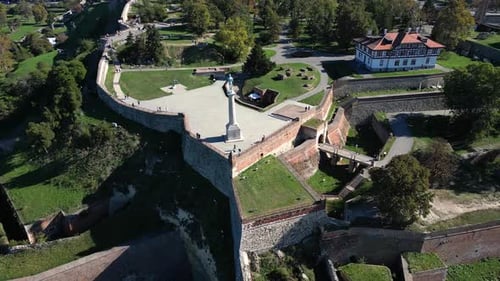 Kalemegdan Park. Belgrade. Serbia. Panorama of the city. Aerial view.