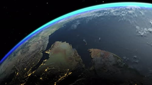 Rotating Earth Animation with Glowing City Lights