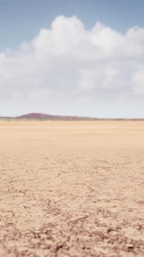 Moving Over Dry Cracked Earth in Desert Environment