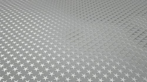 Hintergrund mit schwebendem Feld aus silbernen fünfzackigen Sternen, exklusiver 3D-Render, einzigartiges Design