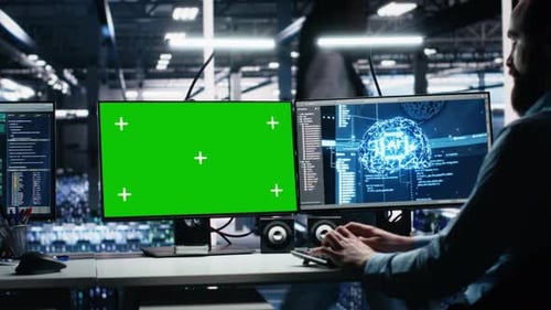 Data Center Engineer Managing AI Systems for Uptime Using Mockup PC