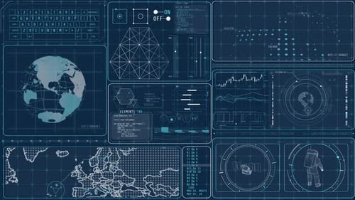 Panel de control animado de alta tecnología para la observación de la Tierra por satélite