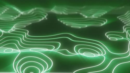 Abstrakte futuristische Hightech-Landschaft mit grünen Schleifen