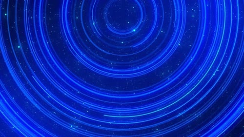 Futuristic Blue Circular Lines and Glowing Particles Background