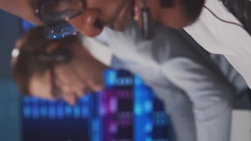 Team of Brokers is Working in Office Using Workstation and Analysis Technology Workplace of