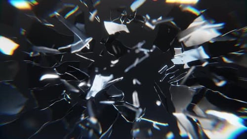 Broken Glass destruction in slow motion 3d render