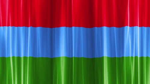 Fluid Waving Curtain Loop Animation with Red Blue Green Stripes