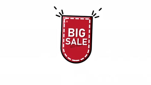 Hand Drawn Big Sale Label Animation with Wiggle