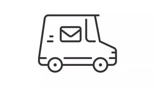 Animated Flat Design Mail Truck Icon Loop
