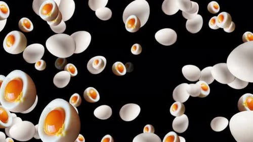 Realistic Boiled and Whole Eggs Falling Loop Background