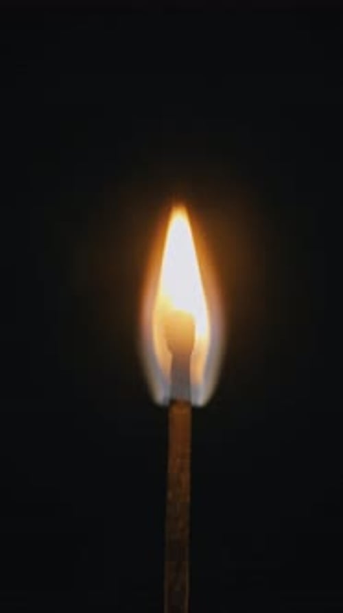 Close Up of Burning Matchstick Igniting And Fading Out