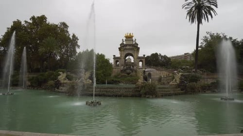 Parc de la Ciutadella under the rain in Barcelona, Spain.