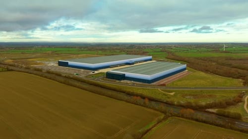 Large Warehouse Complexes Operating Logistics Workflows Within Industrial Landscape Massive