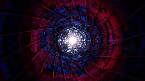 Abstract Futuristic Tunnel with Glowing Neon Lights