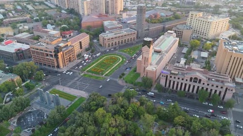 Aerial view of Yerevan Municipality in downtown Yerevan, Armenia.