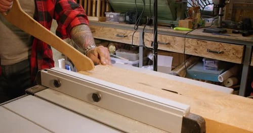 Cutting Wood Workshop Safety Carpenter Table Saw