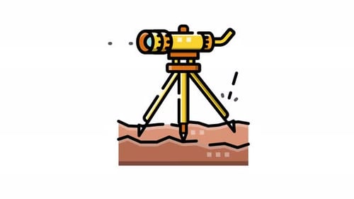Animated Surveying Theodolite Level Flat Design Icon
