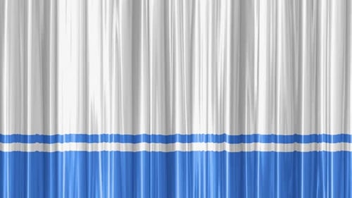 Waving White and Blue Patterned Curtain Background Loop