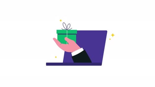 Online Gift Delivery from Laptop Flat Design Animation