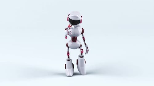 3D Animated Robot Character Walking and Pointing