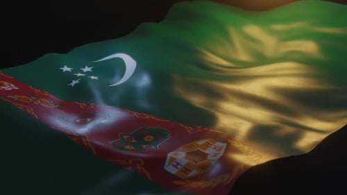 Turkmenistan Flag Waving Seamless Loop Animation