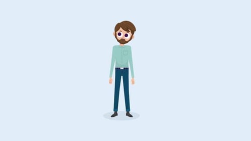 Animated Flat Design Man Character Nods and Shrugs